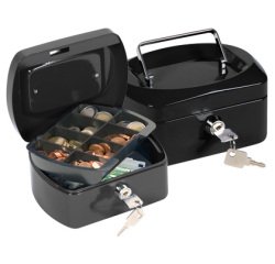 Caja caudales q-connect 6\" 152x115x80 mm negra con portamonedas