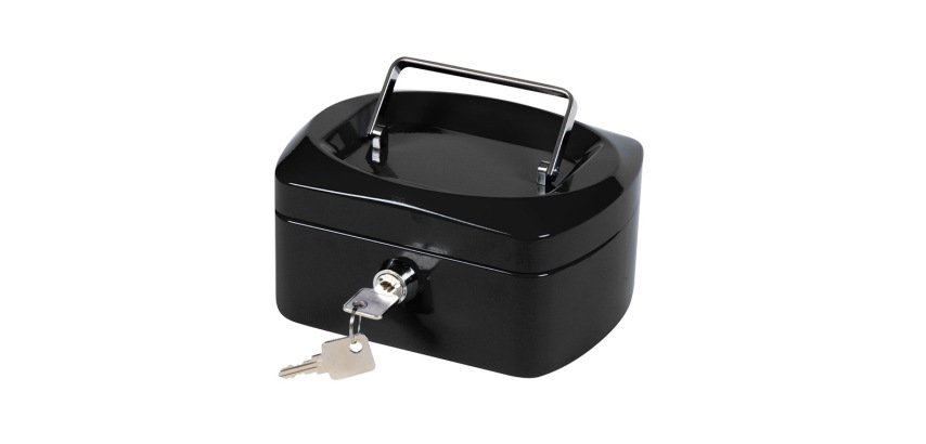 Caja caudales q-connect 6\" 152x115x80 mm negra con portamonedas