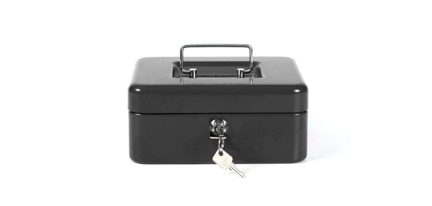 Caja caudales q-connect 8\" 200x160x90 mm negra con portamonedas