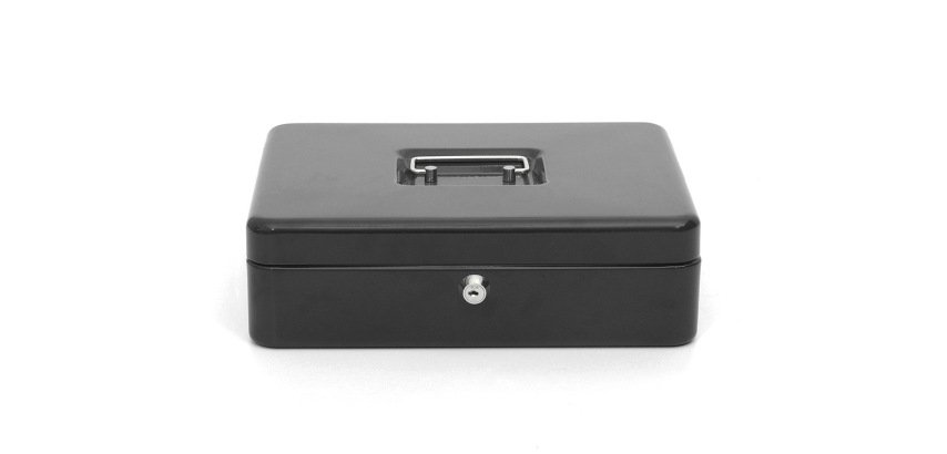 Caja caudales q-connect 12\" 300x240x90 mm negra con portamonedas