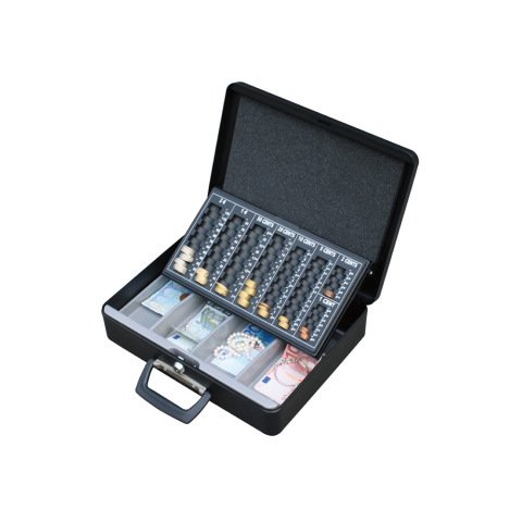 Caja caudales q-connect 14,5\" 370x290x110 mm con portamonedas y bandeja para billetes