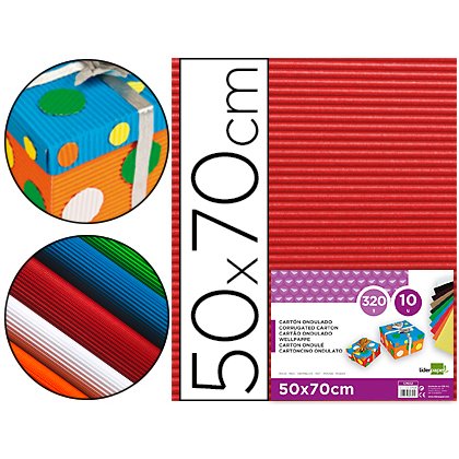 Carton ondulado liderpapel 50 x 70cm 320 g rojo