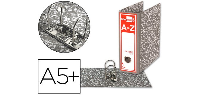 Archivador de palanca liderpapel classic red cartón entrecolado sin rado lomo 80mm gris compresor metálico