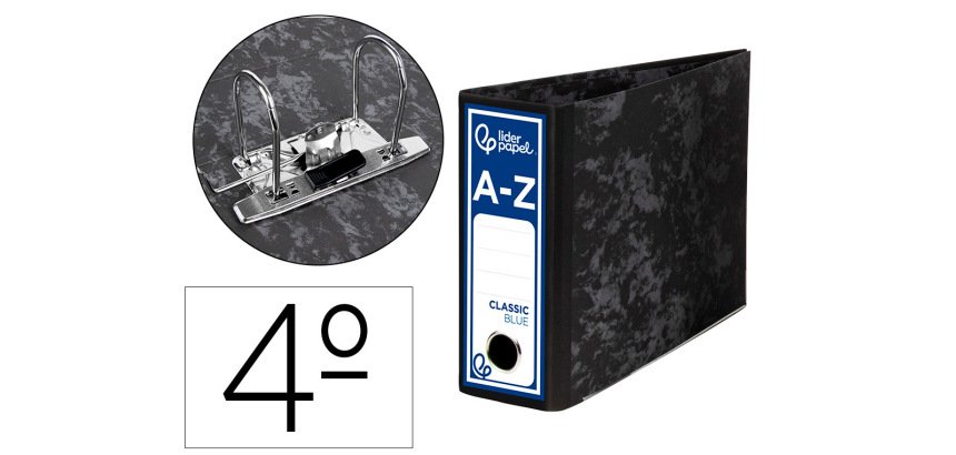 Archivador de palanca liderpapel classic blue carton entrecolado sin rado lomo 80mm negro compresor metálico