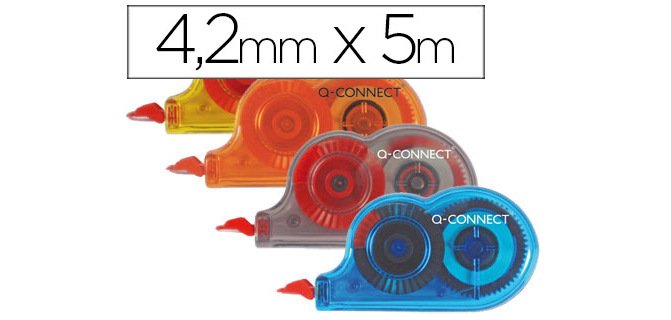Corrector q-connect cinta mini blanco 4,2 mm x 5 m bombonera de 28 unidades