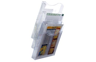 Expositor mural archivo 2000 de pared 3 bandejas din a4 transparente 105x235x445 mm separadores moviles ajustables