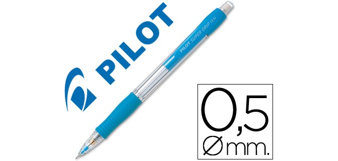 Portaminas pilot super grip celeste 0,5 mm sujecion de caucho