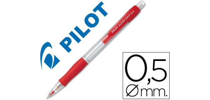 Portaminas pilot super grip rojo 0,5 mm sujecion de caucho