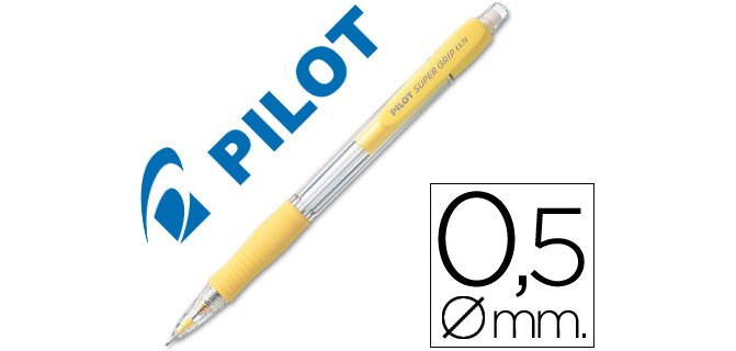 Portaminas pilot super grip amarillo 0,5 mm sujecion de caucho