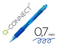 Boligrafo q-connect 4 en 1 tinta 4 colores retractil con sujecion de caucho