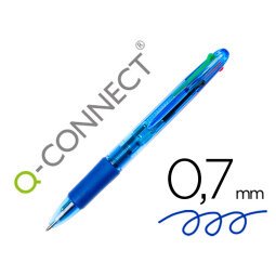 Boligrafo q-connect 4 en 1 tinta 4 colores retractil con sujecion de caucho