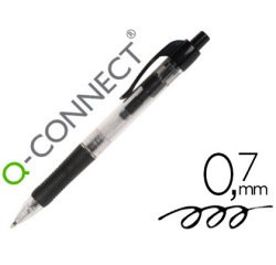 Boligrafo q-connect retractil con sujecion de caucho tinta aceite 0,7 mm color negro