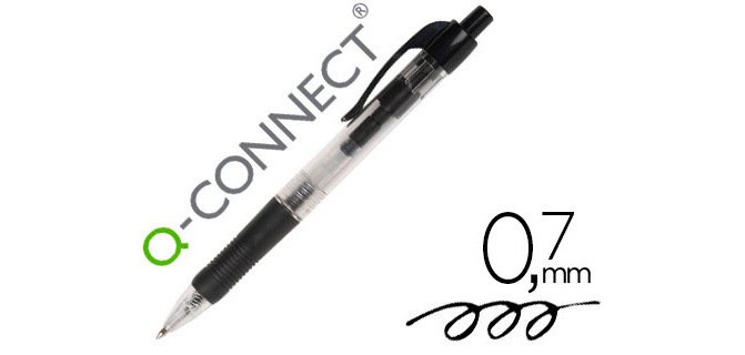 Boligrafo q-connect retractil con sujecion de caucho tinta aceite 0,7 mm color negro