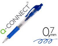 Boligrafo q-connect retractil con sujecion de caucho tinta aceite 0,7 mm color azul