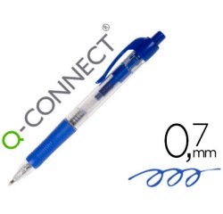 Boligrafo q-connect retractil con sujecion de caucho tinta aceite 0,7 mm color azul