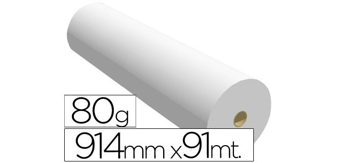 Papel reprografía para plotter 914 mm x 91 m 80 g impresión ink-jet