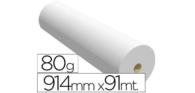 Papel reprografía para plotter 914 mm x 91 m 80 g impresión ink-jet