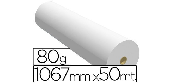 Papel reprografía para plotter 1067 mm x 50 m 80 g impresión ink-jet