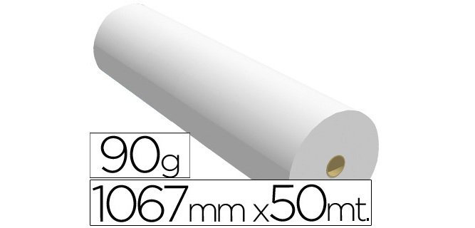 Papel reprografía para plotter 1067 mm x 50 m 90 g impresión ink-jet