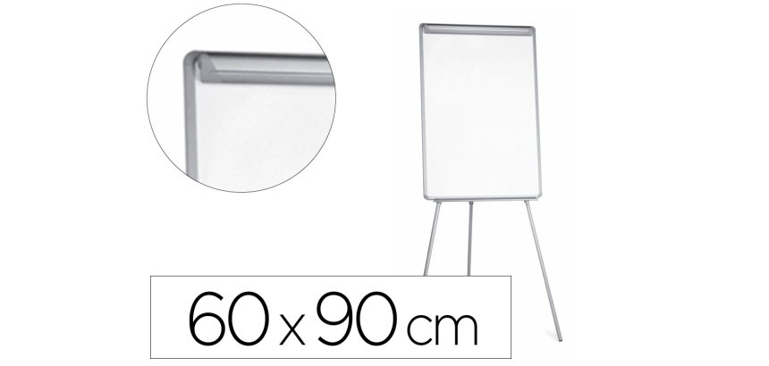 Pizarra blanca q-connect con tripode 90x60x195cm para convenciones superficie laminada escritura directa
