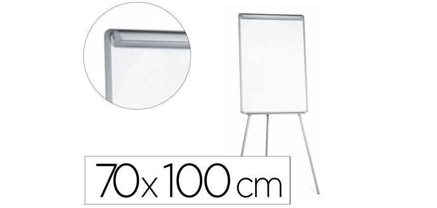 Pizarra blanca q-connect con tripode 90x70x195cm y brazos extensibles para conferencias superficie laminada