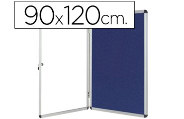 Vitrina de anuncios q-connect mural grande fieltro azul con puerta y marco con cerradura 120x90 cm