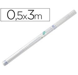 Rollo plastico adhesivo liderpapel 0,50x3 mt. 8o micras forralibros removible