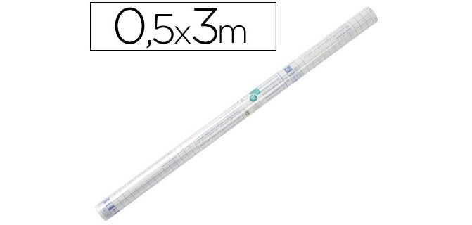 Rollo plastico adhesivo liderpapel 0,50x3 m 8o micras forralibros removible