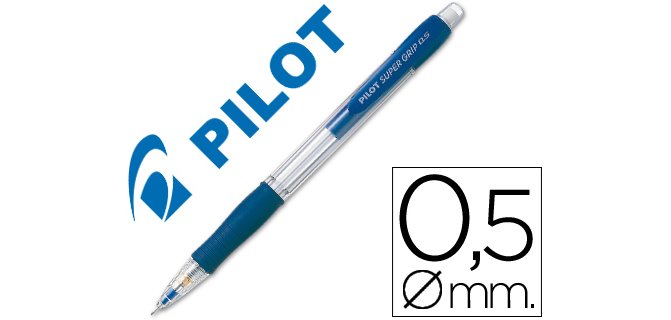 Portaminas pilot super grip azul 0,5 mm sujecion de caucho