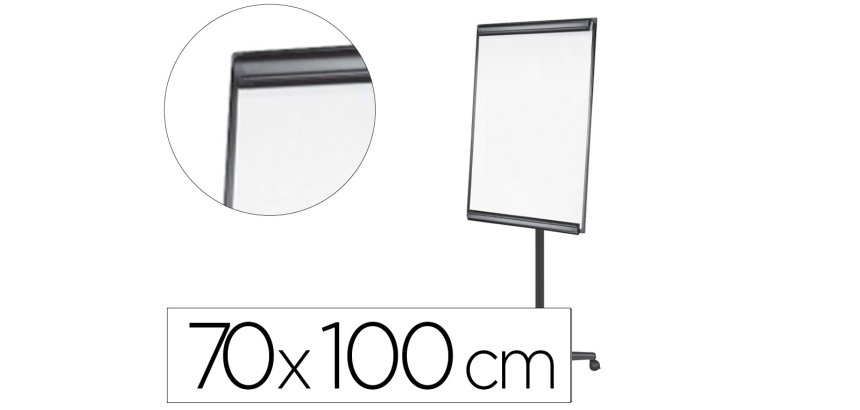 Pizarra movil q-connect con ruedas para conferencias tablero lacado blanco apta para escritura directa y bloc