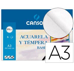 Papel acuarela basik canson din a3 370 gr pack de 6 hojas
