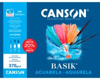 Papel acuarela basik canson din a4+ 370 gr pack de 6 hojas