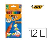 Lapices de colores bic kid evolution estuche de 12 colores surtidos mina ultra resistente