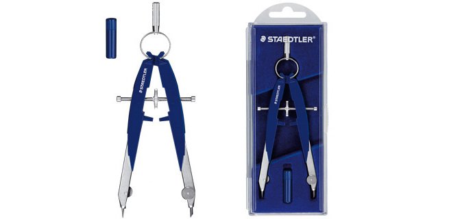 Compas staedtler micrometrico con husillo y ajuste por rueda central incluye tubo de minas mars 556
