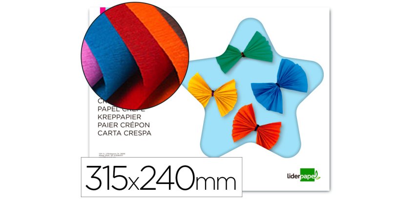 Bloc trabajos manuales liderpapel crespon 240x315mm 10 hojas colores surtidos