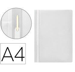 Carpeta dossier PVC con fástener metálico q-connect din a4 blanco capacidad 30 hojas