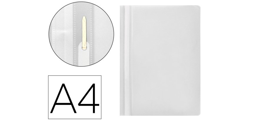 Carpeta dossier PVC con fástener metálico q-connect din a4 blanco capacidad 30 hojas