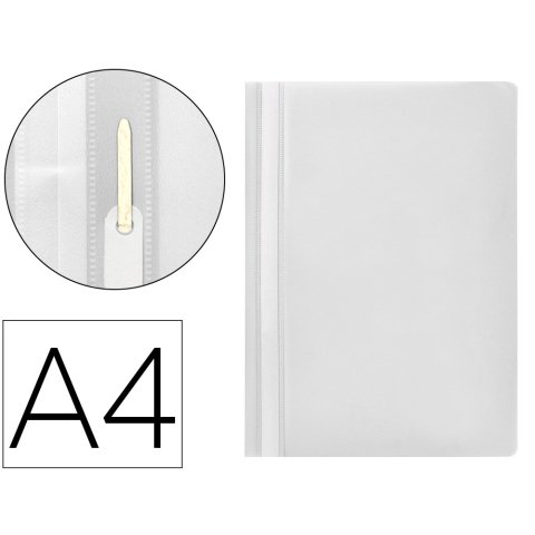 Carpeta dossier PVC con fástener metálico q-connect din a4 blanco capacidad 30 hojas