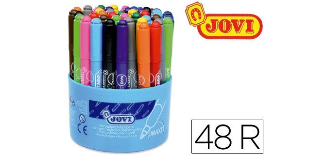 Rotulador jovi maxi 13 mm bote de 48 unidades 12 colores4 unidades de cada color