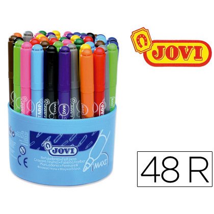 Rotulador jovi maxi 13 mm bote de 48 unidades 12 colores4 unidades de cada color