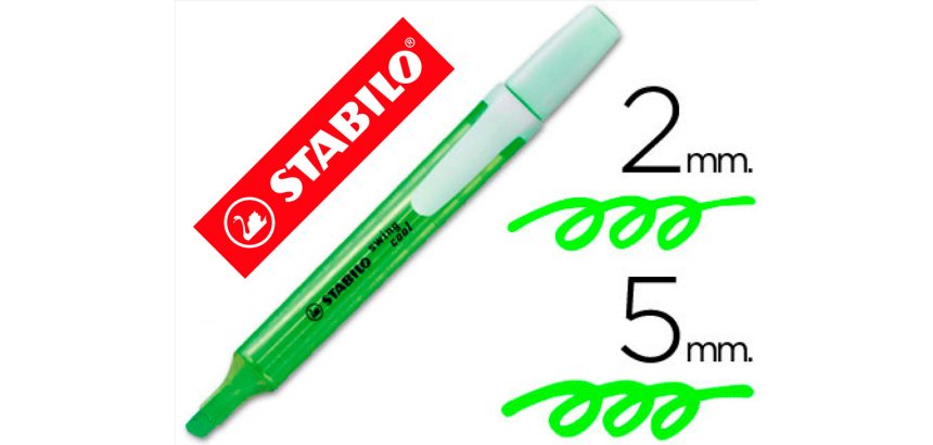 Rotulador stabilo marcador fluorescente swing cool verde