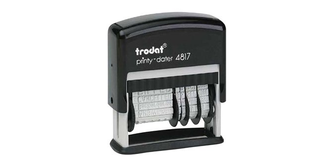 Formulario trodat con fechador 12 textos entintaje automatico 4 mm