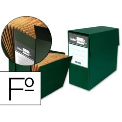 Caja transferencia liderpapel folio con fuelle lomo 110 mm color verde 380x110x260 mm