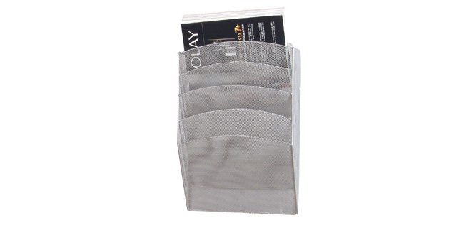 Expositor mural q-connect de pared 5 bandejas din a4 plateado 9,3x31,5x44 cm