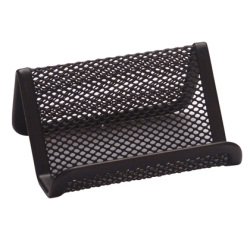 Portatarjetas q-connect metalico negro 11x7,5x5 cm