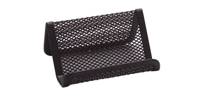 Portatarjetas q-connect metalico negro 11x7,5x5 cm