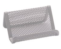 Portatarjetas q-connect metalico plata 11x7,5x5 cm