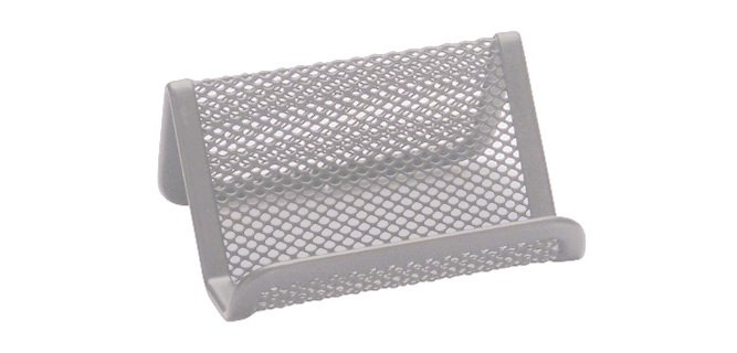 Portatarjetas q-connect metalico plata 11x7,5x5 cm