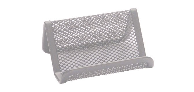 Portatarjetas q-connect metalico plata 11x7,5x5 cm