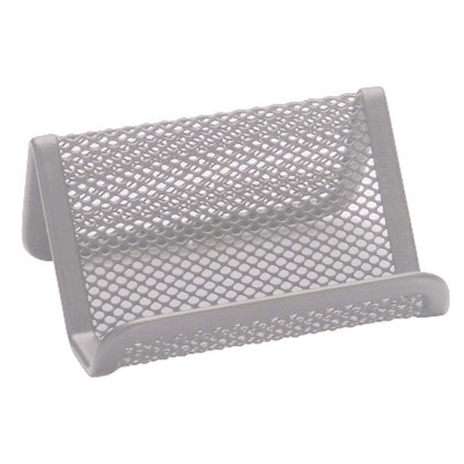 Portatarjetas q-connect metalico plata 11x7,5x5 cm